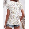 image:imageANRABESS Womens Tops Dressy Casual Blouse Flutter Short Sleeve ShirtsWhite Floral Print