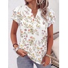 image:imageANRABESS Womens Tops Dressy Casual Blouse Flutter Short Sleeve ShirtsWhite Floral Print