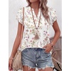 image:imageANRABESS Womens Tops Dressy Casual Blouse Flutter Short Sleeve ShirtsWhite Floral Print
