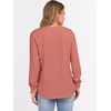 image:imageANRABESS Womens Waffle Knit Henley Top Long Sleeve ShirtsCoral