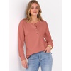 image:imageANRABESS Womens Waffle Knit Henley Top Long Sleeve ShirtsCoral