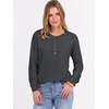 image:imageANRABESS Womens Waffle Knit Henley Top Long Sleeve ShirtsDark Grey