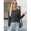 image:imageANRABESS Womens Waffle Knit Henley Top Long Sleeve ShirtsDark Grey