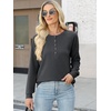 image:imageANRABESS Womens Waffle Knit Henley Top Long Sleeve ShirtsDark Grey