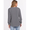 image:imageANRABESS Womens Waffle Knit Henley Top Long Sleeve ShirtsGrey