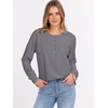 image:imageANRABESS Womens Waffle Knit Henley Top Long Sleeve ShirtsGrey
