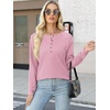 image:imageANRABESS Womens Waffle Knit Henley Top Long Sleeve ShirtsLight Pink