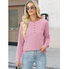 image:imageANRABESS Womens Waffle Knit Henley Top Long Sleeve ShirtsLight Pink