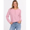 image:imageANRABESS Womens Waffle Knit Henley Top Long Sleeve ShirtsLight Pink