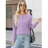 image:imageANRABESS Womens Waffle Knit Henley Top Long Sleeve ShirtsLight Purple