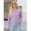 image:imageANRABESS Womens Waffle Knit Henley Top Long Sleeve ShirtsLight Purple