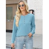 image:imageANRABESS Womens Waffle Knit Henley Top Long Sleeve ShirtsSky Blue