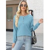 image:imageANRABESS Womens Waffle Knit Henley Top Long Sleeve ShirtsSky Blue