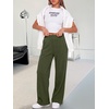 image:imageANRABESS Womens Waffle Knit Wide Leg Lounge PantsArmy Green