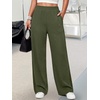image:imageANRABESS Womens Waffle Knit Wide Leg Lounge PantsArmy Green