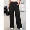 image:imageANRABESS Womens Waffle Knit Wide Leg Lounge PantsBlack