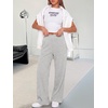 image:imageANRABESS Womens Waffle Knit Wide Leg Lounge PantsLight Grey
