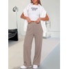 image:imageANRABESS Womens Waffle Knit Wide Leg Lounge PantsMocha