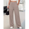 image:imageANRABESS Womens Waffle Knit Wide Leg Lounge PantsMocha