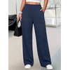 image:imageANRABESS Womens Waffle Knit Wide Leg Lounge PantsNavy Blue