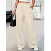 image:imageANRABESS Womens Waffle Knit Wide Leg Lounge PantsParchment