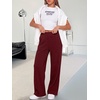 image:imageANRABESS Womens Waffle Knit Wide Leg Lounge PantsWine Red