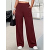 image:imageANRABESS Womens Waffle Knit Wide Leg Lounge PantsWine Red