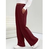 image:imageANRABESS Womens Waffle Knit Wide Leg Lounge PantsWine Red