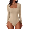 image:imageANRABESS Bodysuits for Women Long Sleeve Thermal Shirts Fleece TopsBeige Camel