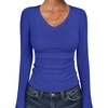 image:imageANRABESS Long Sleeve Shirts for Women Fall V Neck Slim Fit Tops Basic TeeRoyal Blue
