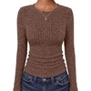image:imageANRABESS Long Sleeve Shirts for Women Ribbed Fitted TopBrown