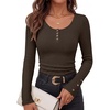 image:imageANRABESS Long Sleeve Shirts for Women Ribbed Knit TopsBrown