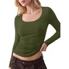 image:imageANRABESS Long Sleeve Shirts for Women Wool Blend Slim Fit TopsArmy Green