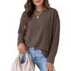 image:imageANRABESS Women Extra Soft Long Sleeve Shirts Oversized Thermal Fleece TopsBrown