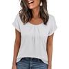 image:imageANRABESS Women Short Sleeve Pleated Scoop Neck Top Business Casual T ShirtsWhite
