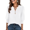 image:imageANRABESS Womens 34 Sleeve Tops Henley V Neck Fall Summer T ShirtsWhite