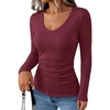 image:imageANRABESS Womens Double Lined Long Sleeve Tops Layer ShirtsWine Red