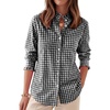 image:imageANRABESS Womens Long Sleeve Button Down Shirts Gingham Striped BlousesBlack White Plaid