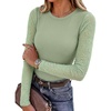 image:imageANRABESS Womens Long Sleeve Shirts Crew Neck Mesh Sheer TopFloral Green