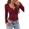 image:imageANRABESS Womens Long Sleeve Shirts Scoop Neck Fall TopsWine Red