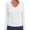 image:imageANRABESS Womens Long Sleeve Shirts V Neck Ribbed TopWhite