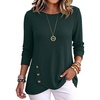 image:imageANRABESS Womens Long Sleeve Shirts Waffle Knit Tunic TopDeep Green