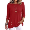 image:imageANRABESS Womens Long Sleeve Shirts Waffle Knit Tunic TopRed