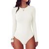 image:imageANRABESS Womens Long Sleeve Thermal Bodysuit TopsWhite