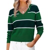 image:imageANRABESS Womens Long Sleeve V Neck Cropped Sweaters Fall OutfitsGreen White Stripe