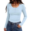 image:imageANRABESS Womens Thermal Shirts Henley Long Sleeve Fleece Tops Basic TeeLight Blue