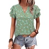 image:imageANRABESS Womens Tops Dressy Casual Blouse Flutter Short Sleeve ShirtsGreen Floral Print