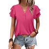 image:imageANRABESS Womens Tops Dressy Casual Blouse Flutter Short Sleeve ShirtsHot Pink