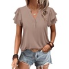 image:imageANRABESS Womens Tops Dressy Casual Blouse Flutter Short Sleeve ShirtsKhaki