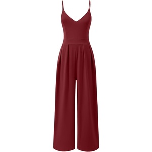 image:imageANRABESS Jumpsuits for Women Dressy Summer Casual Wide Leg One Piece RomperBurgundy